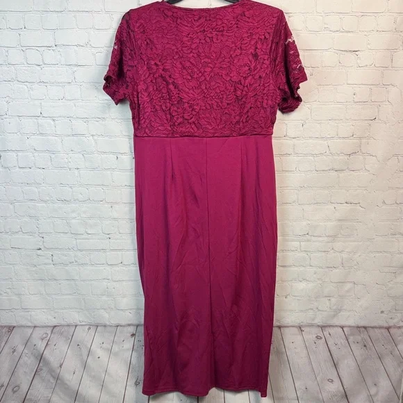 BloomChic Fuchsia Lace Midi Dress Plus Size 1X - Picture 6 of 6